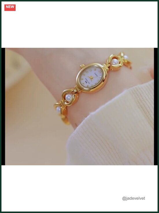 Dainty Oval Pearl Bracelet Watch Women\'s Quartz Vintage Dress Watch main image 5